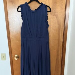 Vince Camuto Blue Pleated Midi Jumpsuit